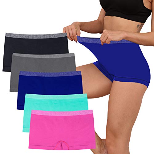 R RUXIA Damen Boyshort Panties Nahtlose Unterwäsche No Show Cheeky Panty Soft Stretch Boxer Briefs Gr. Medium, B8-2 von R RUXIA