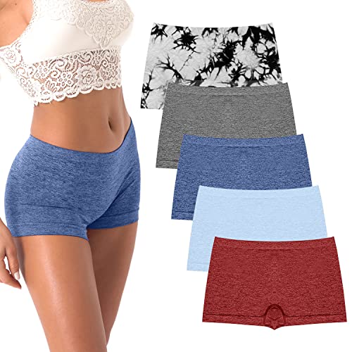 R RUXIA Boyshorts für Damen, Unterwäsche, nahtlos, Boy-Shorts, Höschen, weich, Stretch, Boxershorts, 5 Packungen (normale und Übergröße), Dhb12, 3XL Große Größen von R RUXIA