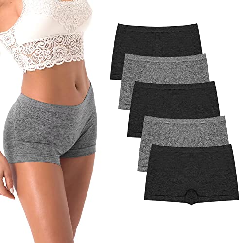 R RUXIA Damen Boyshorts Unterwäsche Nahtlose Jungen Shorts Höschen Weich Stretch Boxershorts 5 Packungen (Regular & Plus Size), Dhb4, 3XL Große Größen von R RUXIA