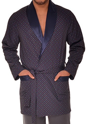 Herren Morgenmantel - Revise Brais RE-503 - Kurz - Dünn und leicht – Dunkelblau – S von R Revise