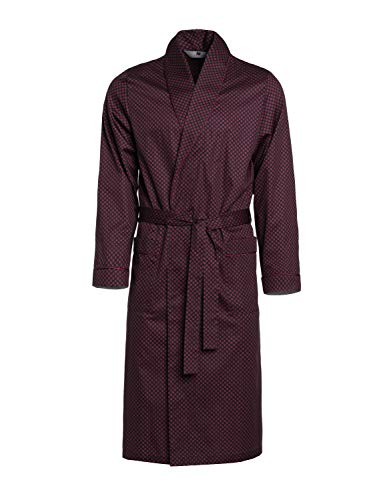 Herren Morgenmantel Revise Guido RE-504 - Elegant - 100% Baumwolle - Dunkelblau - Rot C7 - Gr. L von R Revise