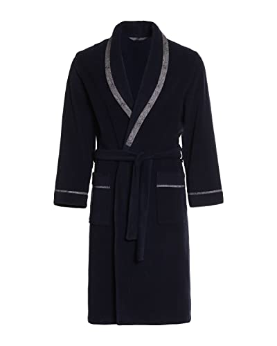 Revise Herren Bademantel – Morgenmantel - Elegant – Warm – RE-400 Dunkelblau – Gr. S von R Revise