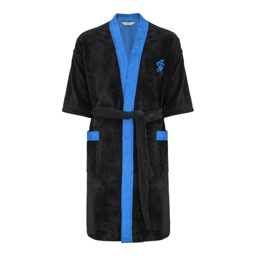 Revise Herren Kimono RE-860 - Bademantel - mit Bambus faser - Schwarz mit Blau Gr. XL/XXL von R Revise