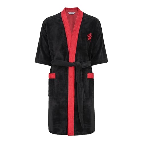 Revise Herren Kimono RE-860 - Bademantel - mit Bambus faser - Schwarz mit Rot Gr. 3XL/4XL von R Revise