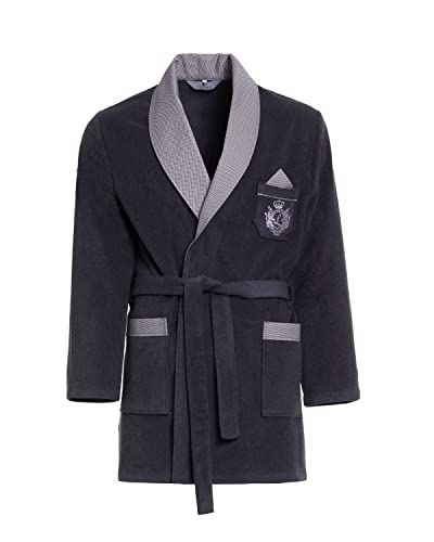 Revise RE-401 Herren kurzer Bademantel – Morgenmantel - Elegant – Warm – Graphite C1 – M von R Revise