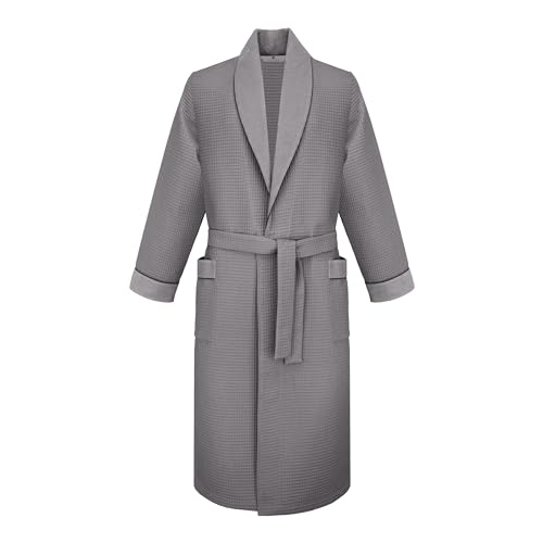 Revise RE-519 Herrenbademantel – Universal – 100% Baumwolle Waffelpique – Grau XL von R Revise