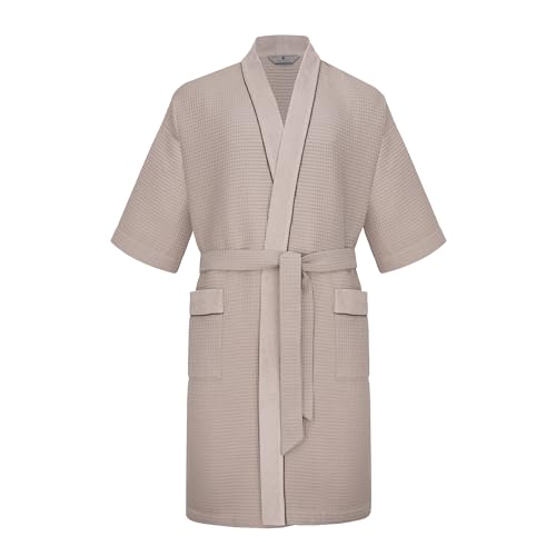 Revise RE-521 Kimono – Herrenbademantel – Universal – 100% Baumwolle Waffelpique – Beige XXL von R Revise