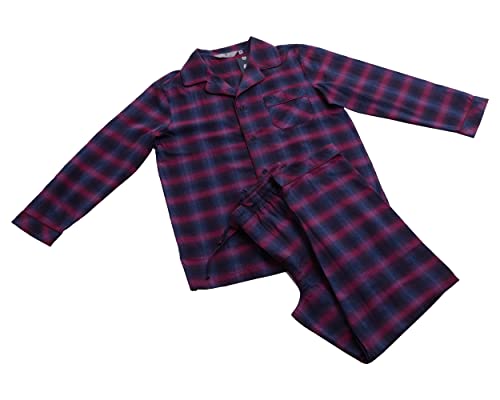 Revise RE-911 Schlafanzug für Herren - Lang - Flannel 100% Baumwolle - Pyjama - Dunkelblau/Rot 1055 – Gr. 4XL von R Revise