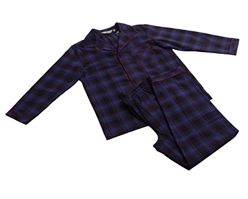 Revise RE-911 Schlafanzug für Herren - Lang - Flannel 100% Baumwolle - Pyjama - Dunkelblau 1034 – Gr. XXL von R Revise