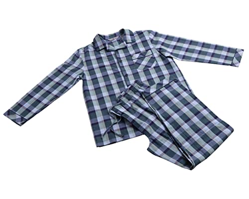 Revise RE-911 Schlafanzug für Herren - Lang - Flannel 100% Baumwolle - Pyjama - Grün/Dunkelblau 1050 – Gr. 4XL von R Revise