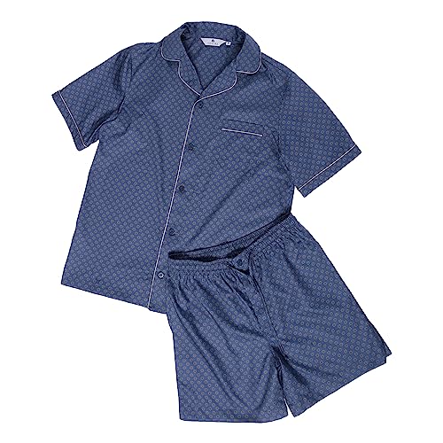 Revise RE-950 Schlafanzug für Herren - Kurz - Kurzer Herrenpyjama - Pyjama – 100% Baumwolle – Dunkelblau C10 – Gr. XL von R Revise