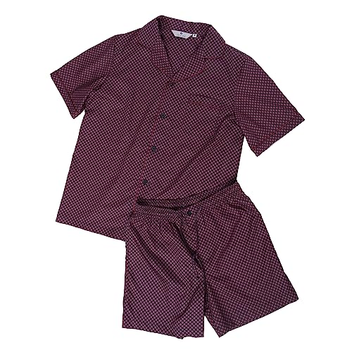 Revise RE-950 Schlafanzug für Herren - Kurz - Kurzer Herrenpyjama - Pyjama – 100% Baumwolle – Dunkelblau/Rot C7– Gr. 4XL von R Revise