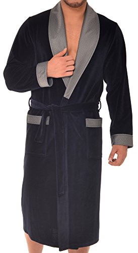 Revise Raul RE-102 Elegant Herren Bademantel - Morgenmantel – Dunkelblau Gr. 4XL von R Revise