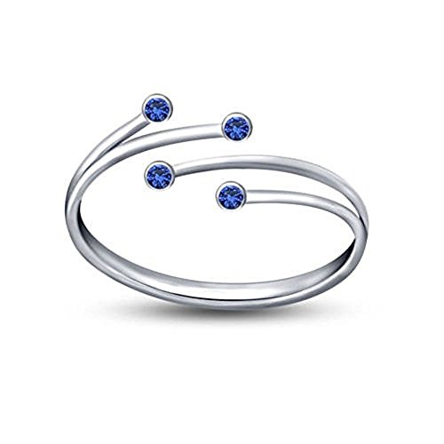 925 Sterling Silber weiß vergoldet verstellbare Größe Bypass Damen-Zehenring in blau cz Diamant von RS JEWELS