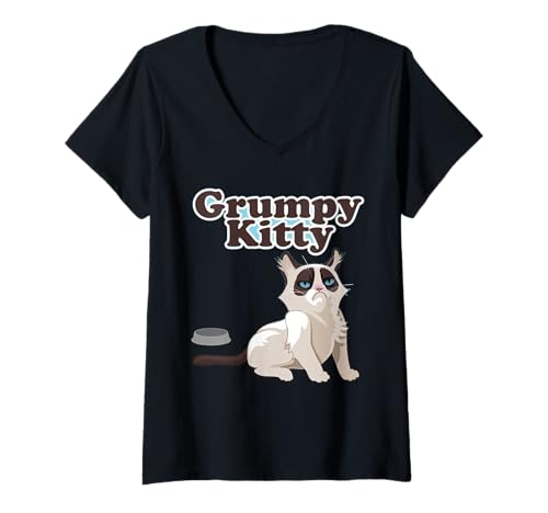 Damen NIEDLICHE Grumpy Kitty CAT Lives Matter Bekleidung T-Shirt mit V-Ausschnitt Damen NIEDLICHE Grumpy Kitty CAT Lives Matter Bekleidung T-Shirt mit V-Ausschnitt von R U BOLD