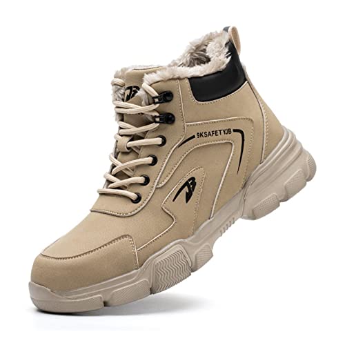 R-Win wasserdichte Arbeitsstiefel Stahlkappe Schuh Herren Damen Leicht Bequem Mid Top Sicherheitsschuh Fleece Arbeitsschuhe von R-Win