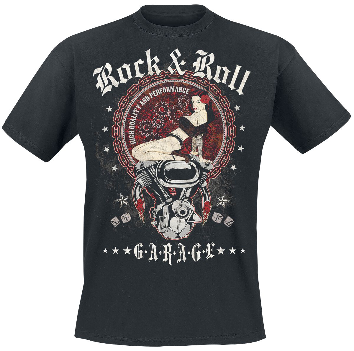 R'n'R Garage - Rockabilly T-Shirt - L bis XXL - für Männer - Größe XL - schwarz von R'n'R Garage