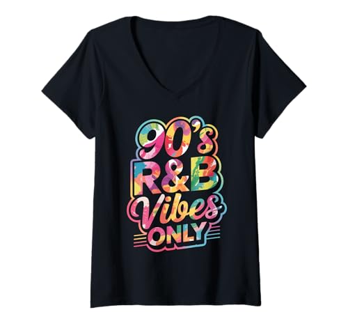 Damen 90s R&B Vibes Only T-Shirt mit V-Ausschnitt Damen 90s R&B Vibes Only T-Shirt mit V-Ausschnitt von R&B 90er 1990 RNB Hip Hop Musik