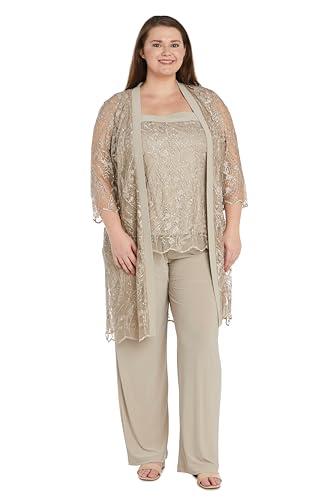 R&M Richards Damen 3pc Lace & Ity Duster Pant W/Sequin Embellishments Business-Anzug Hosen-Set, Champagner, 44 Mehr von R&M Richards