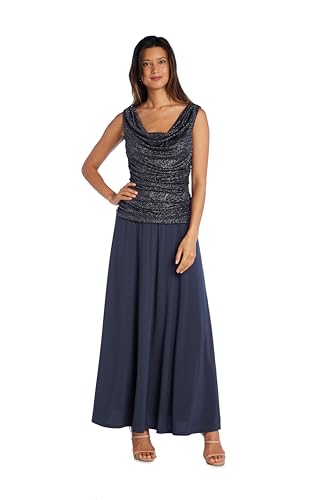 R&M Richards Damen Abendkleid mit Rüschen, Stahl, 42 von R&M Richards