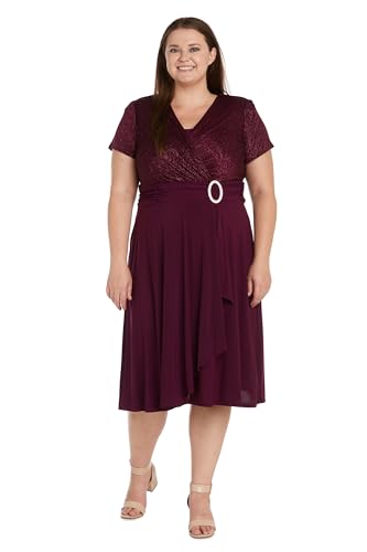 R&M Richards Damen Cocktailkleid mit funkelnden Details und Strassgürtel. Kleid, Merlot, 50 Mehr von R&M Richards