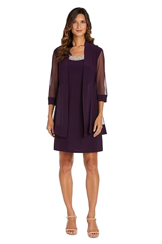 R&M Richards Damen Evening Cocktail Wear Kleid, Pflaume, 44 von R&M Richards
