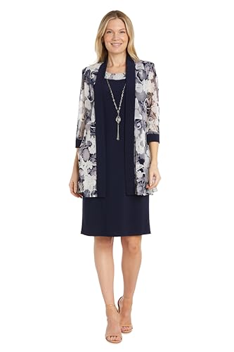 R&M Richards Damen Floral Glam Ensemble Kleid, Marineblau/Denim, 50 Mehr von R&M Richards