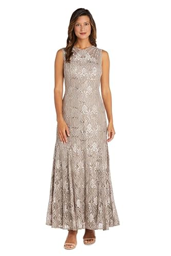 R&M Richards Damen Starlit Siren Sequin Gown Kleid, Champagner, 40 von R&M Richards