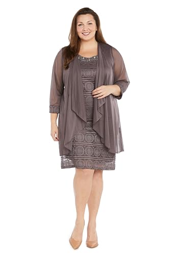 R&M Richards Damen Gemustertes Jacke und Kleid Abendanzug-Set, Feige, 50 Mehr von R&M Richards