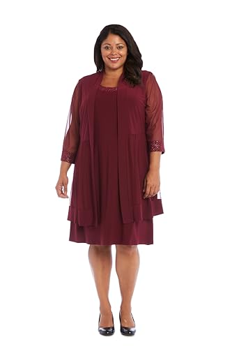 R&M Richards Damen Jackenkleid mit Glitzerbesatz Kleid, Merlot, 2X von R&M Richards