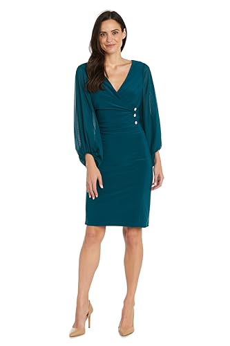 R&M Richards Damen Knielanges Cocktailkleid mit geschnürter Taille Kleid, Smaragd, 46 von R&M Richards
