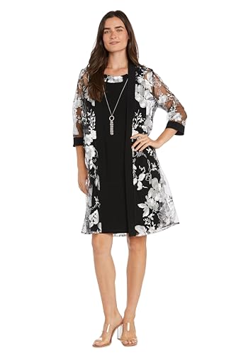 R&M Richards Damen Threaded Blossom Duster Ensemble Kleid, Schwarz/Weiß, 18 Plus von R&M Richards
