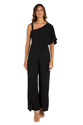 R&M Richards Damen solid Womans one Shoulder Jumpsuit Formelle Kleidung, Schwarz/Schwarz, 14W von R&M Richards