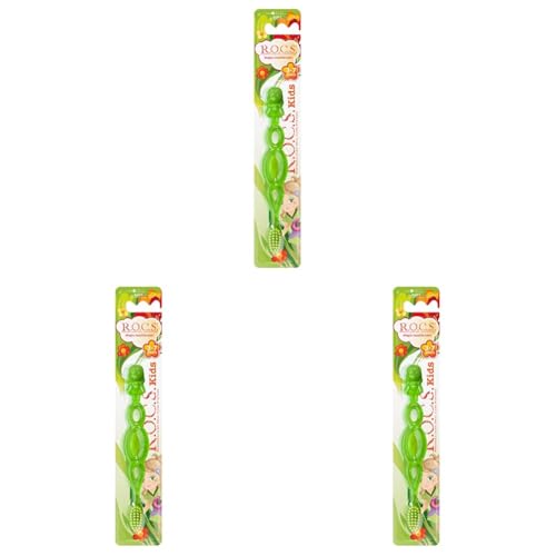 R.O.C.S. Zahnbürste für Kinder 3-7 Jahre Extra weich - Buntes Design- Sichere Zahnbürste- Für Kinder (farbe kann nicht ausgewählt werden) (Packung mit 3) von R.O.C.S.