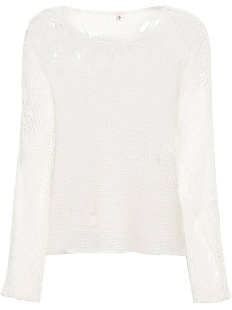 R13 Boyfriend Pullover im Distressed-Look - Nude von R13