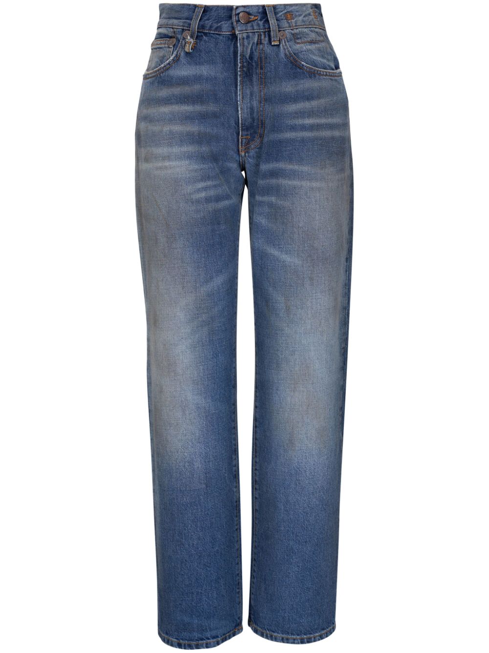 R13 Gerade Jeans im Distressed-Look - Blau von R13