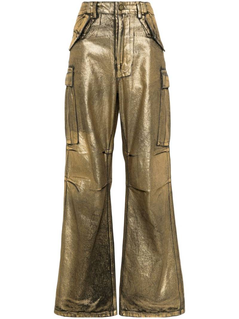 R13 Folierte Wide-Leg-Jeans - Gold von R13
