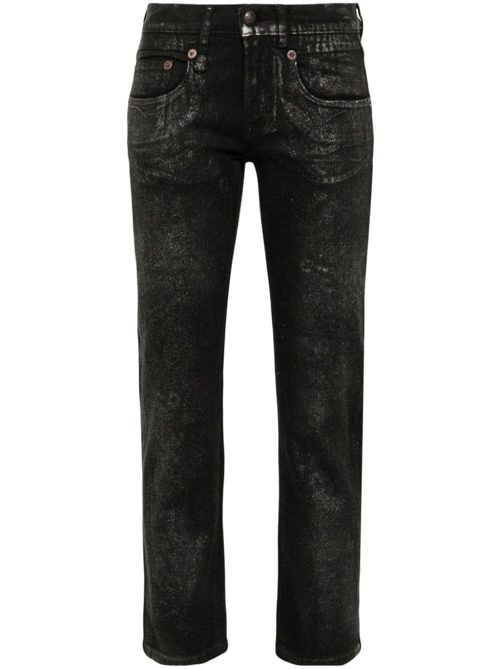 R13 Skinny-Jeans im Metallic-Look - Schwarz von R13