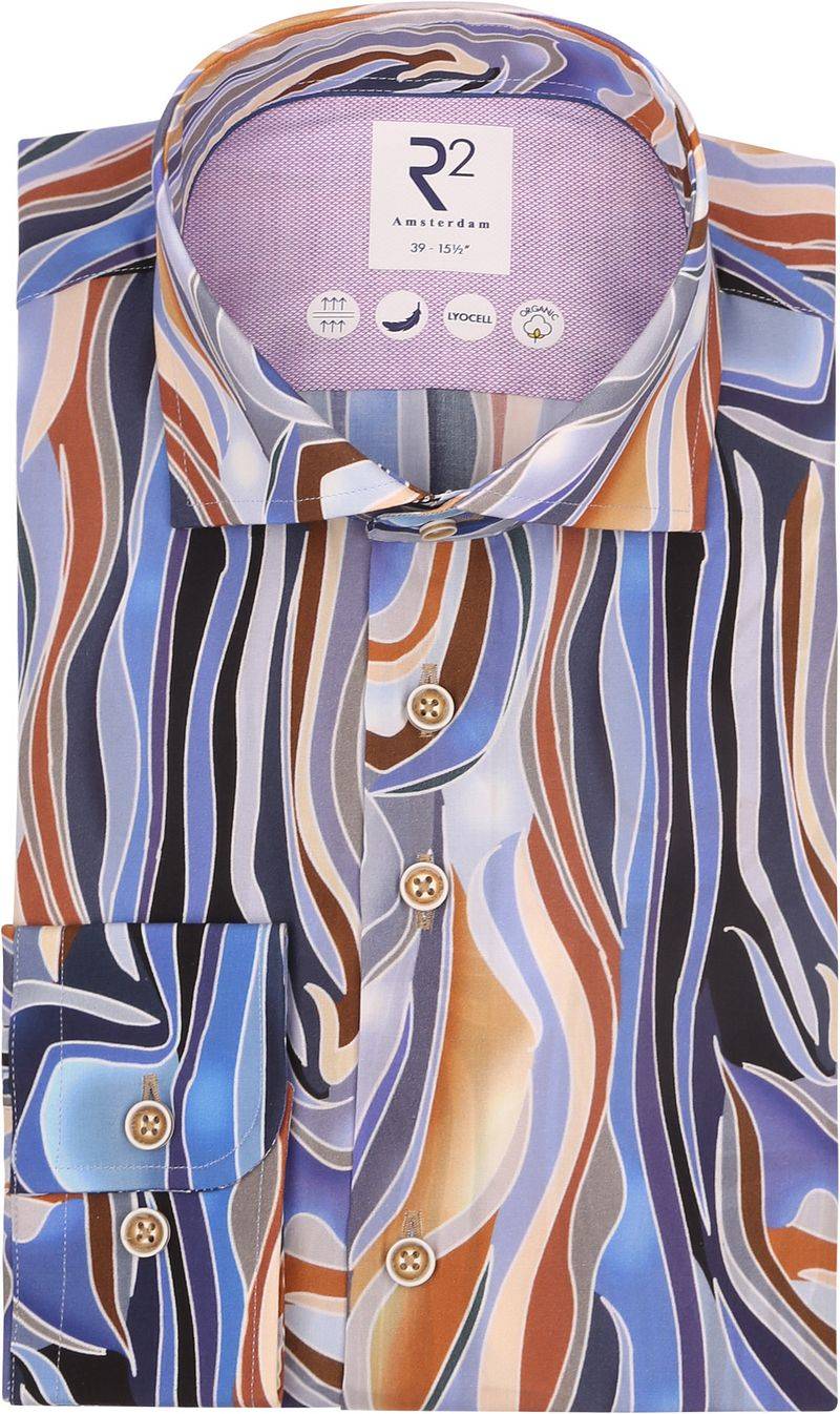 R2 Amsterdam Hemd Blau Mehrfarbig - Größe 38 von R2 Amsterdam
