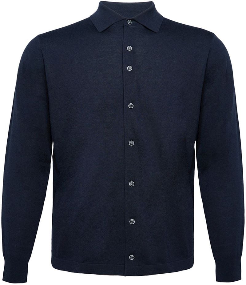 R2 Amsterdam Knitted Pull Hemd Merino Navy - Größe S von R2 Amsterdam