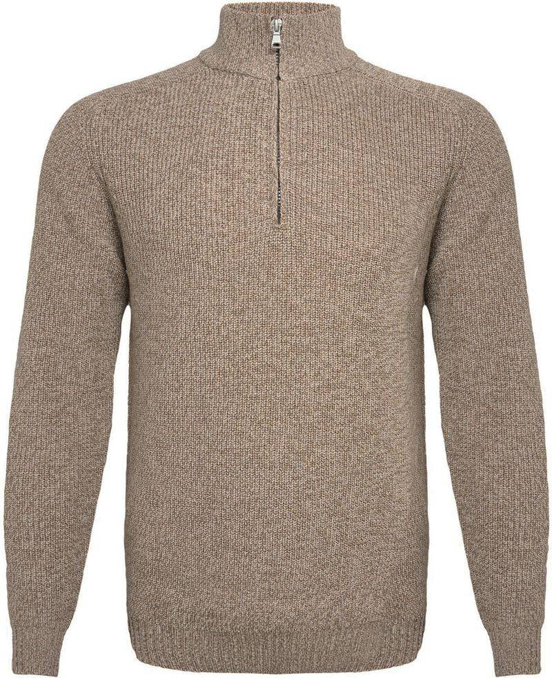 R2 Half Zip Heavyknit Pullover Merino Wolle Hellbraun - Größe 3XL von R2 Amsterdam