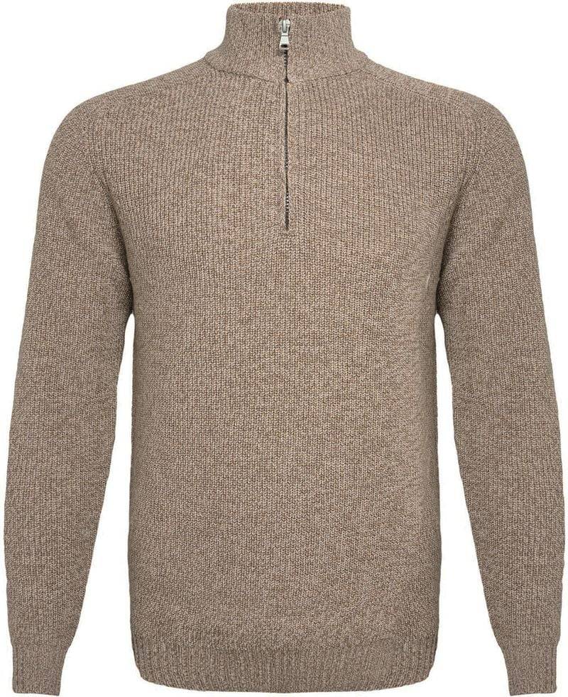 R2 Half Zip Heavyknit Pullover Merino Wolle Hellbraun - Größe XXL von R2 Amsterdam