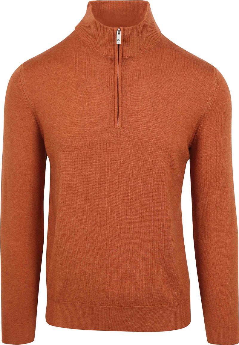 R2 Half Zip Pullover Merino Wolle Brique - Größe XXL von R2 Amsterdam