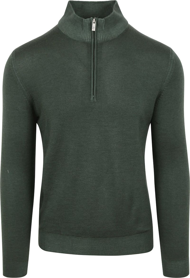 R2 Half Zip Pullover Merino Wolle Dunkelgrün - Größe S von R2 Amsterdam