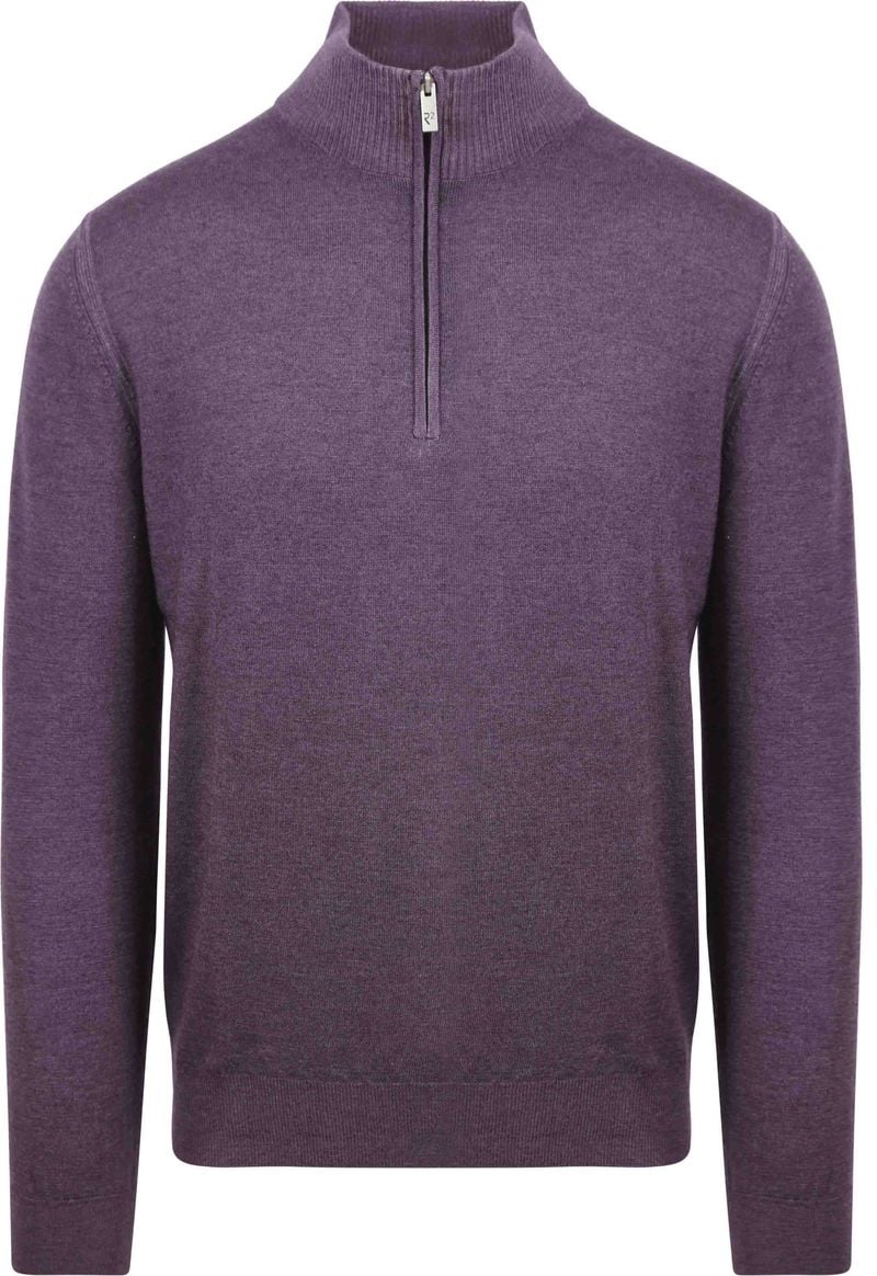 R2 Half Zip Pullover Merino Wolle Lila - Größe 3XL von R2 Amsterdam