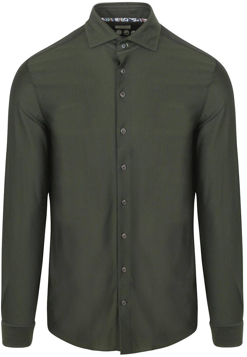 R2 Hemd Dobby Knitted Dunkelgrün - Größe 43 von R2 Amsterdam