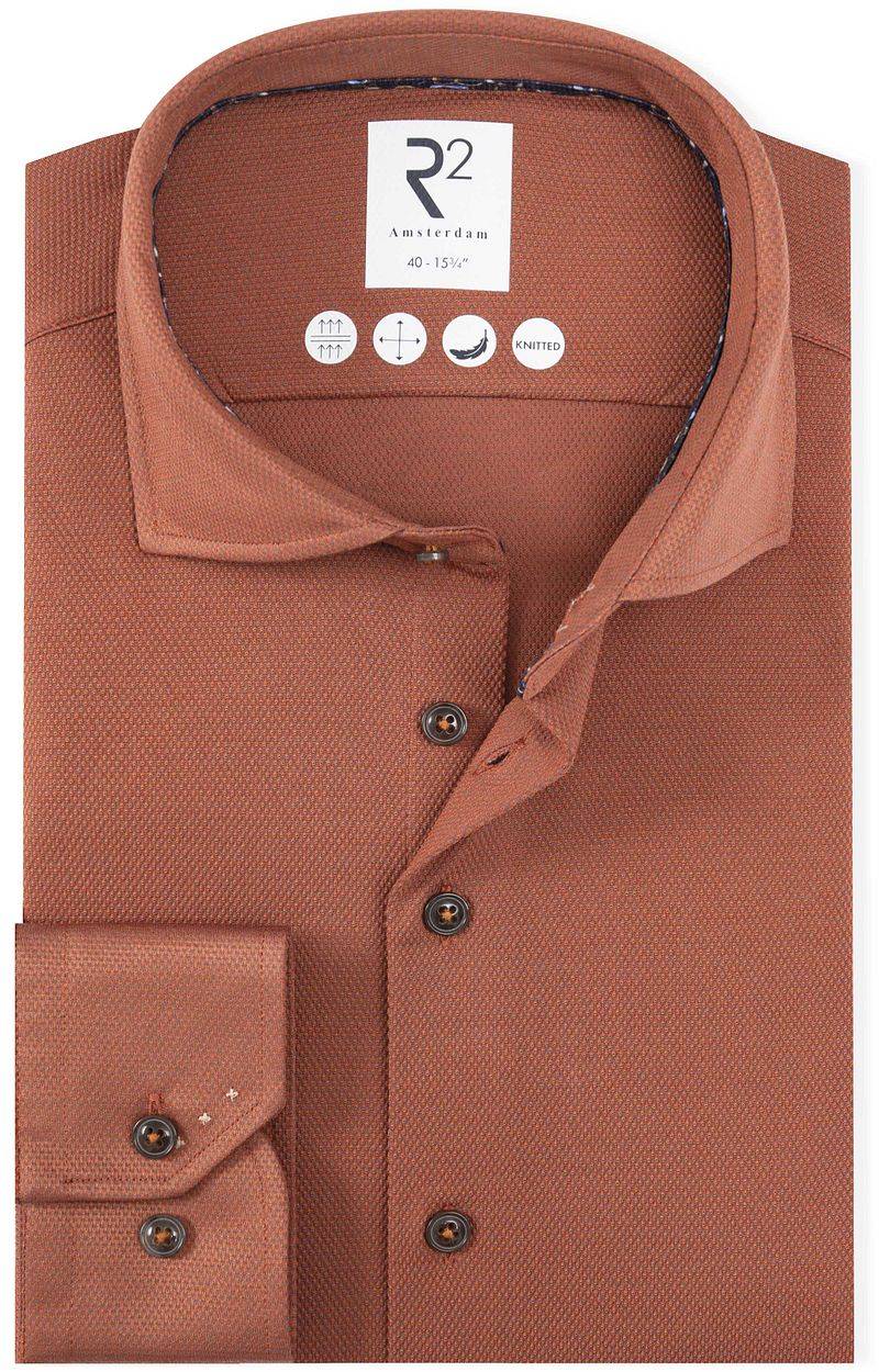 R2 Hemd Dobby Poplin Brique - Größe 40 von R2 Amsterdam