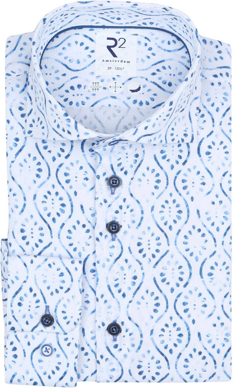 R2 Hemd Druck Hellblau - Größe 40 von R2 Amsterdam