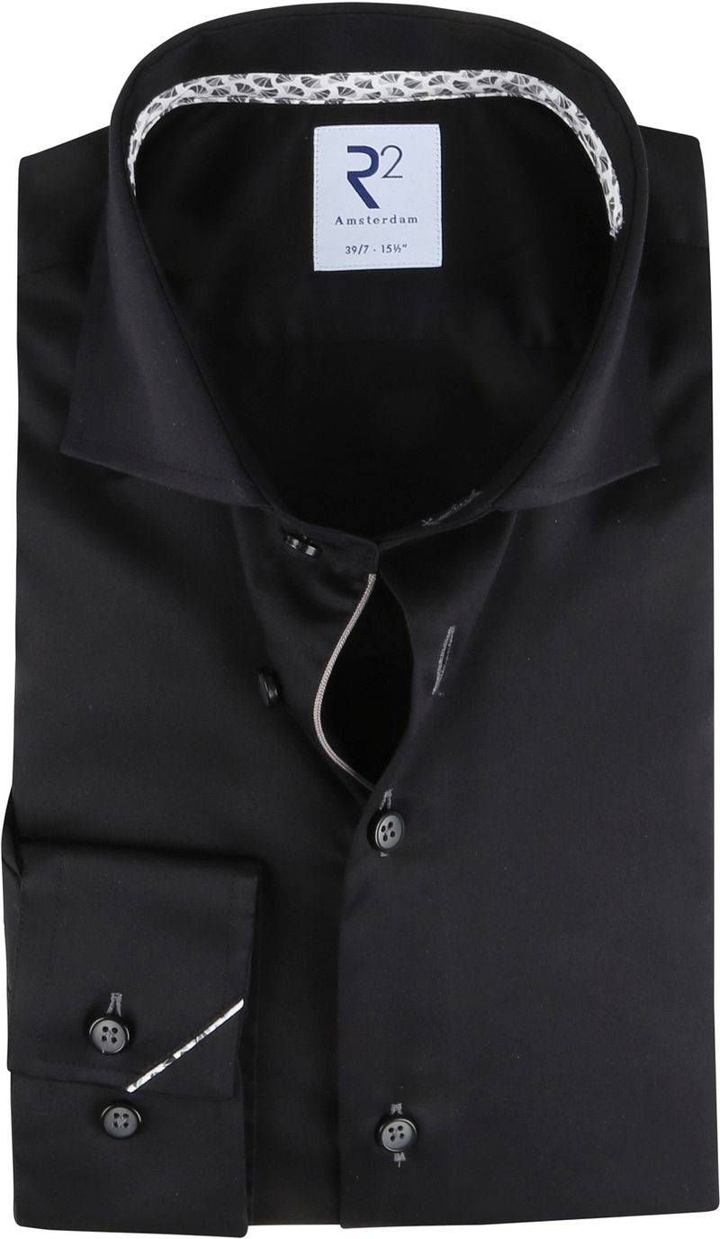 R2 Hemd Extra Long Sleeves Schwarz - Größe 48 von R2 Amsterdam