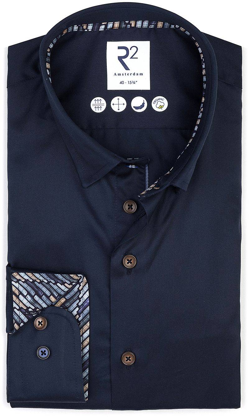 R2 Hemd Fine Twill Contrast Navy - Größe 38 von R2 Amsterdam